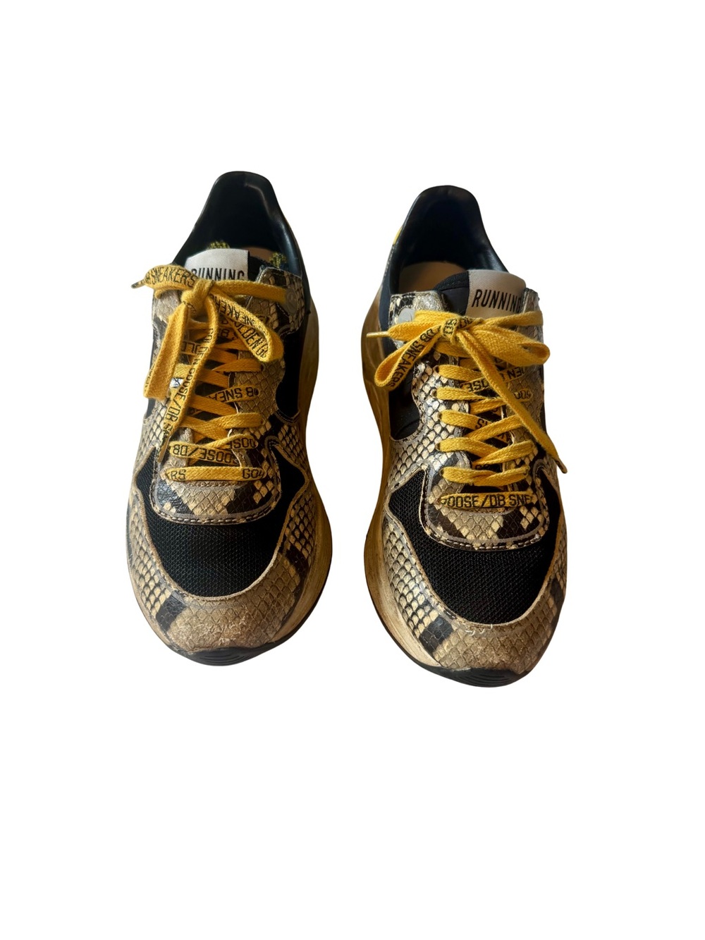 Golden Goose Running Sole Sneakers in Natural Snake Print